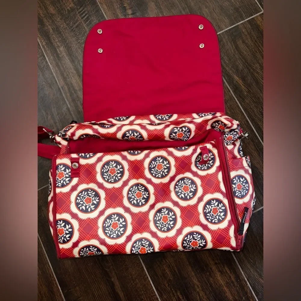 Petunia Pickle Bottom Boxy Backpack Diaper Bag - Vibrant Red Pattern